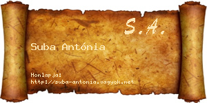 Suba Antónia névjegykártya